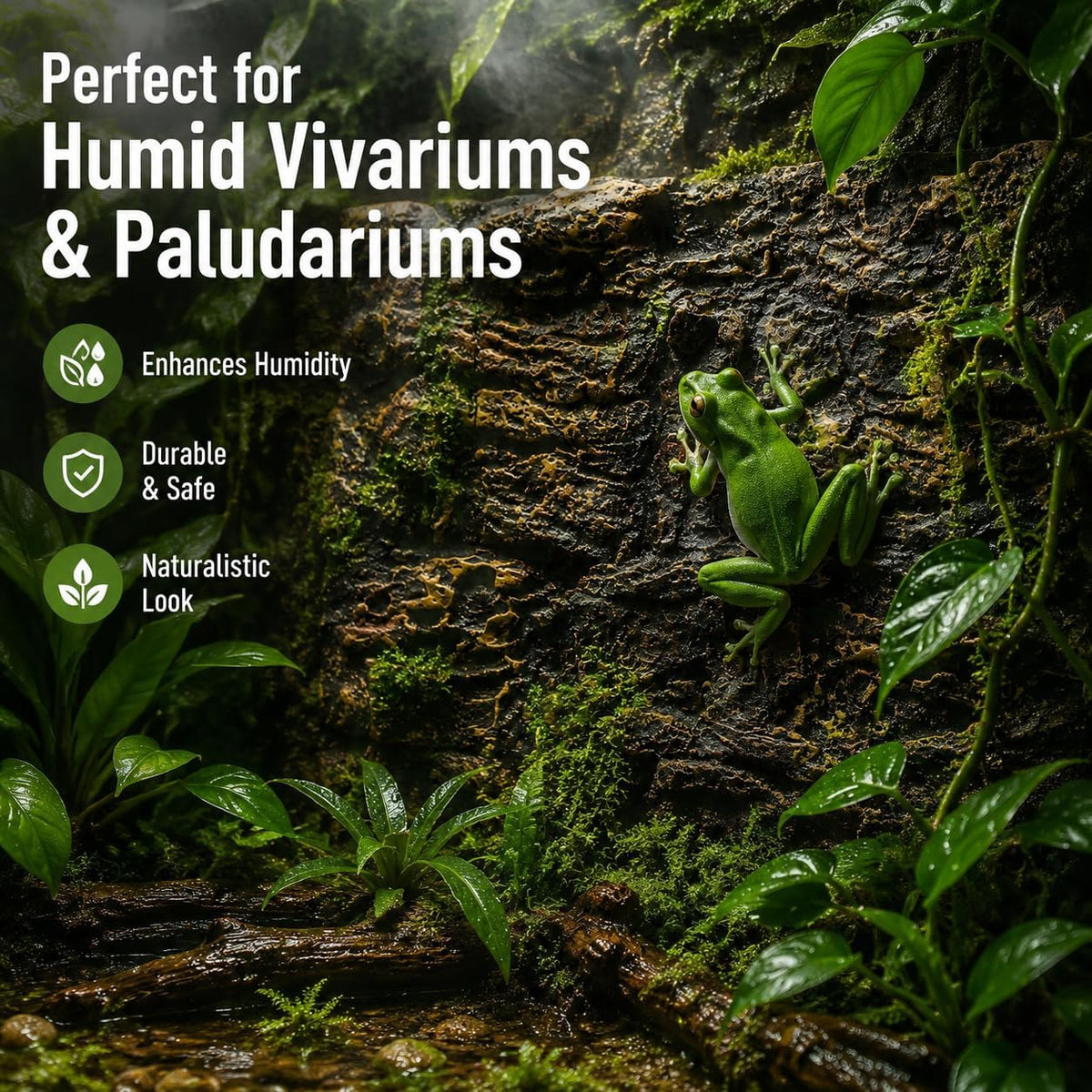 3D Reptile Terrarium Background 17.7x11.8in - PU Foam Rock Wall Backdrop for Bearded Dragon Lizard Gecko Turtle Fish Tank Aquarium Decor