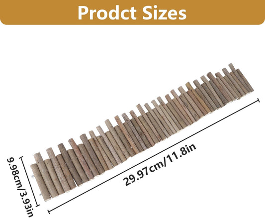 11.8in Flexible Hamster Wooden Bridge for Small Animals, Adjustable Wooden Hamster Bridge with Hooks, Hamster Wooden Fence as Decor and Fence for Hamsters and Gerbils(30CM Fence Style)