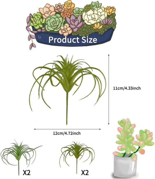 Artificial Succulents Plants 4PCS, Faux Succulents Unpotted Small Tillandsia Fake Succulent for Craft Lifelike Air Plants Floral Decor for Greenhouse Party, Garden & Outdoor