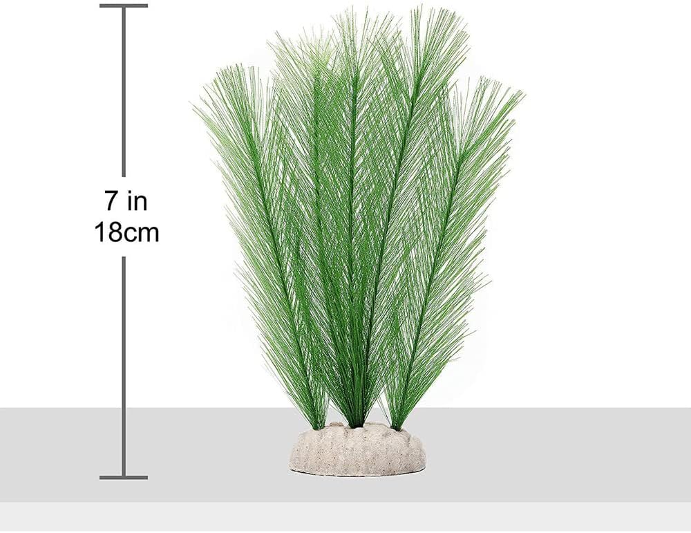 Aquarium Plastic Silk Plant Decorations Fish Tank Artificial Green Water Plants Made of Silk Fabrics, Safe for All Fish & Pets Large 3Pcs