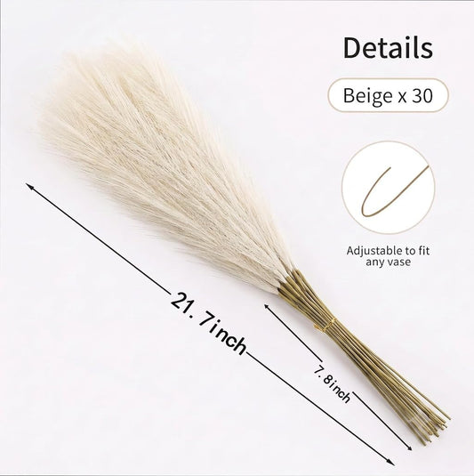 Artificial Pampas Grass Decor,21.7" Fluffy Faux Pampas,30Pcs Bohemian Style