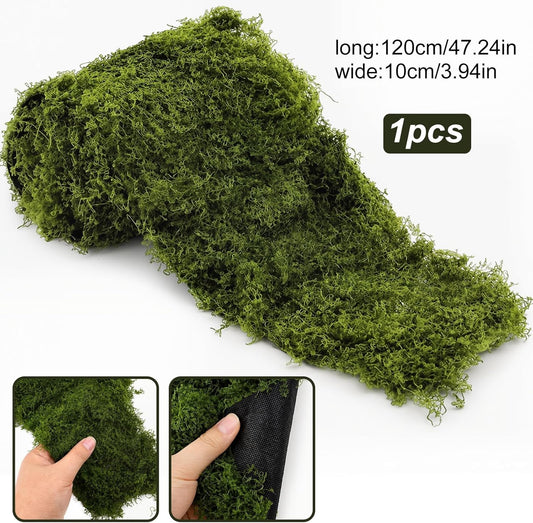 Fake Moss Mat, 3.94x47.24 Inch Artificial Moss Table Runner, Green Faux Moss Decor for Fairy Garden Crafts, Wedding Centerpieces, Garden & Woodland Party, DIY Enchanted Forest, Home Decor