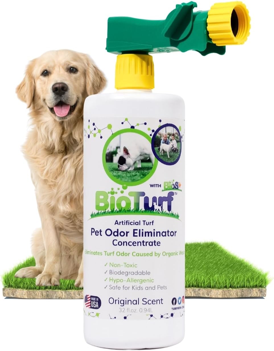 + Artificial Turf Cleaner for Pet Urine Outdoor - Pet Odor Eliminator for Artificial Grass Dog Urine Cleaner - Organic, Non-Toxic - Safe for Use Around Kids, Pets, & Plants, 32oz