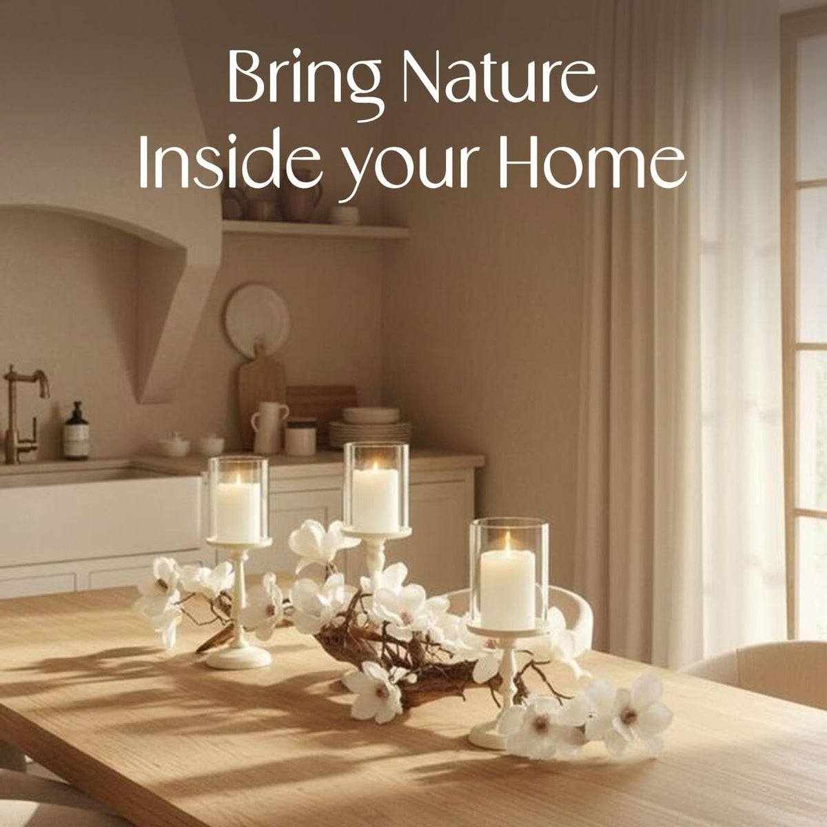 Modern Farmhouse Dining Table Centerpiece, Magnolia Driftwood