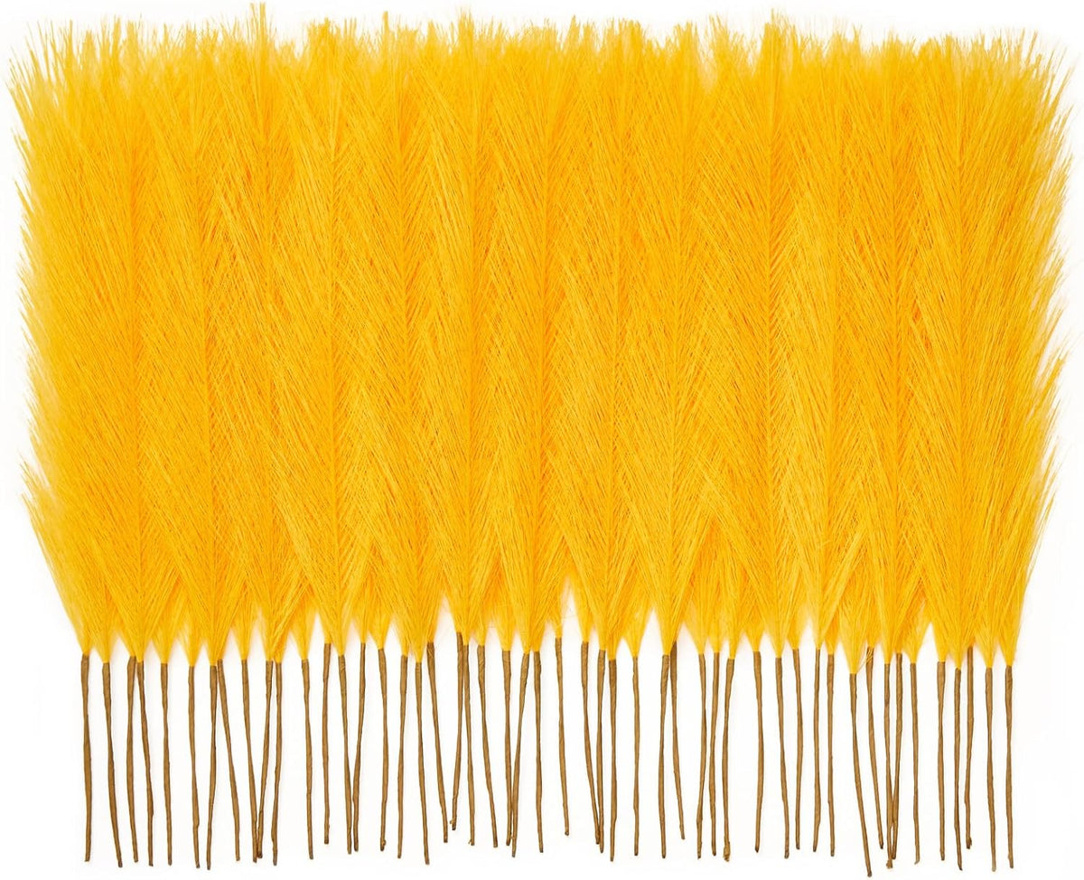 50PCS Brown&White Pampas Grass, 17in Fluffy Boho Feathers Decor