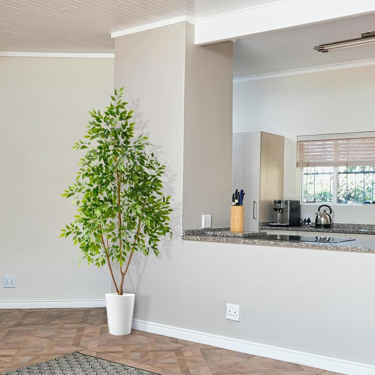 Fake Dracaena Tree 5ft Tall Artificial Plant with Woven Basket