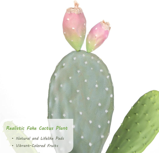 UV-Resistant Tall Faux Cactus in Brown Woven Planter,41" Fake Plant with Realistic Pads & Vibrant Fruits,Artificial Cactus Indoor Outdoor for Home Office Living Room Bedroom Foyer Porch Decor