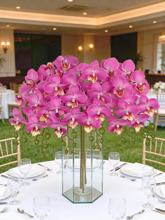 6Pcs Purple Orchids Artificial Flowers, 25" Silk Orchid That Look Real
