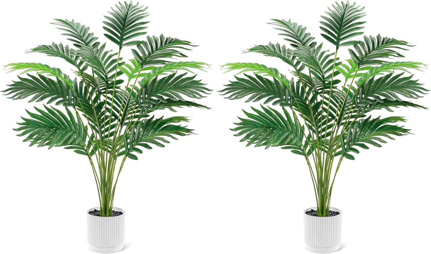 44'' Artificial Palm Tree Large Fake Tropical Faux Plants Indoor and Outdoor Tall for Home Bathroom Porch Outside Patio Decor (Light Beige Pot)