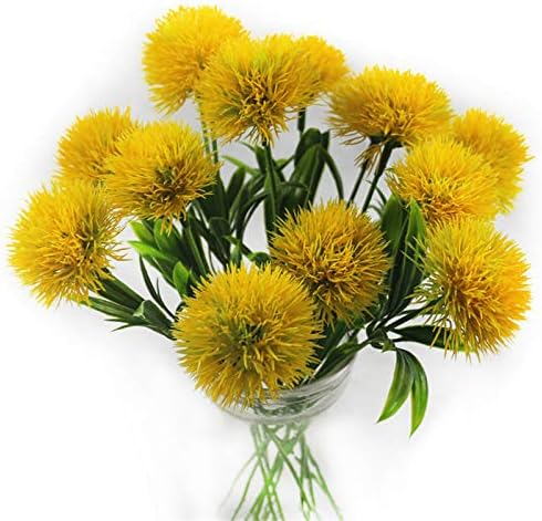 10 Pcs Dandelion Artificial Flowers Plants Bouquet Plastic Flower for Home Decoration/Wedding Decor (Yellow)