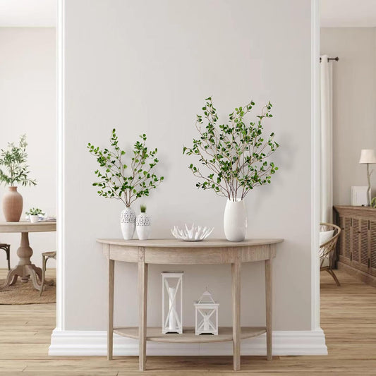 43’’ Artificial Ficus Branches Faux Leaf Spray Green Eucalyptus Branches Artificial Greenery Stems Fake Ficus Twig Plants for Home Office Wedding Vase Filler Shop Decoration