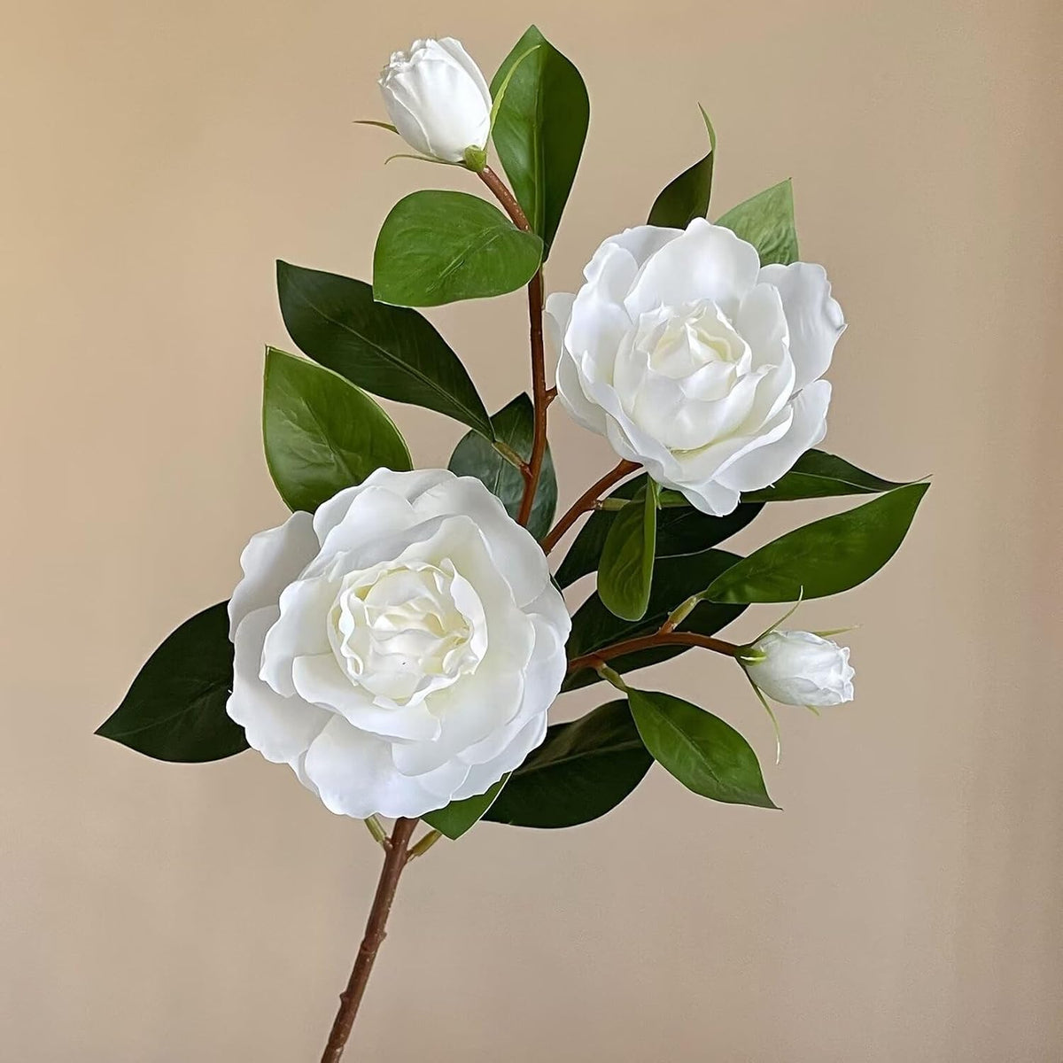 4Pcs Artificial Gardenia Flowers White Gardenia Flowers with Stems Real Looking Gardenia Fake Flowers Faux Gardenia Flowers Bouquet for Wedding Party Home Office Decor