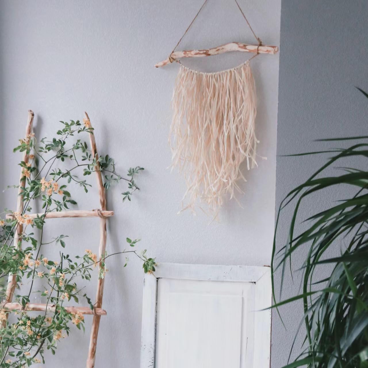 2Pcs 15 Inch Natural Driftwood Decorative Branches Farmhouse Home Wall Hanging Decor Hanging Jewelry Organizers with 5 Hooks
