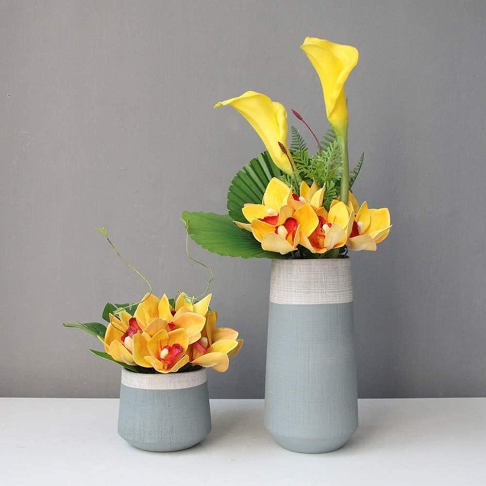 20Pcs Real Touch Artificial Fake Plants Silk Cymbidium Orchid Flowers Arrangements Wedding Bouquets Decorations Floral Table Centerpieces Home Kitchen Garden Party(Light Pink)