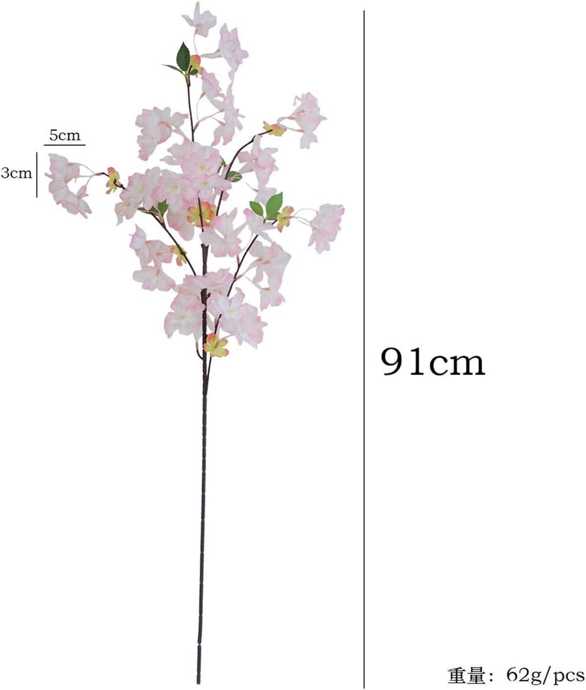 2Pcs 35.8In Artificial Peach Blossom Branches,4Fork Silk Cherry Plum Flower