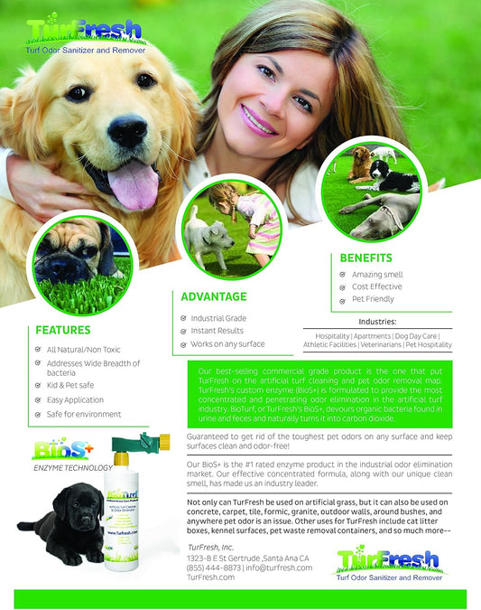 + Turf Cleaner for Pet Urine Outdoor – Artificial Turf Cleaner Deodorizer Concentrate – Fake Grass & Yard Deodorizer for Dog Urine & Feces – Enzyme Kennel Odor Eliminator 5 Gallon