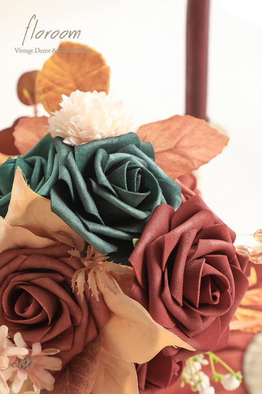 Artificial Flowers 25pcs Real Looking Dusty Rose Ombre Colors Foam Fake Roses with Stems for DIY Wedding Bouquets Bridal Shower Centerpieces Floral Arrangements Party Tables Home Decorations