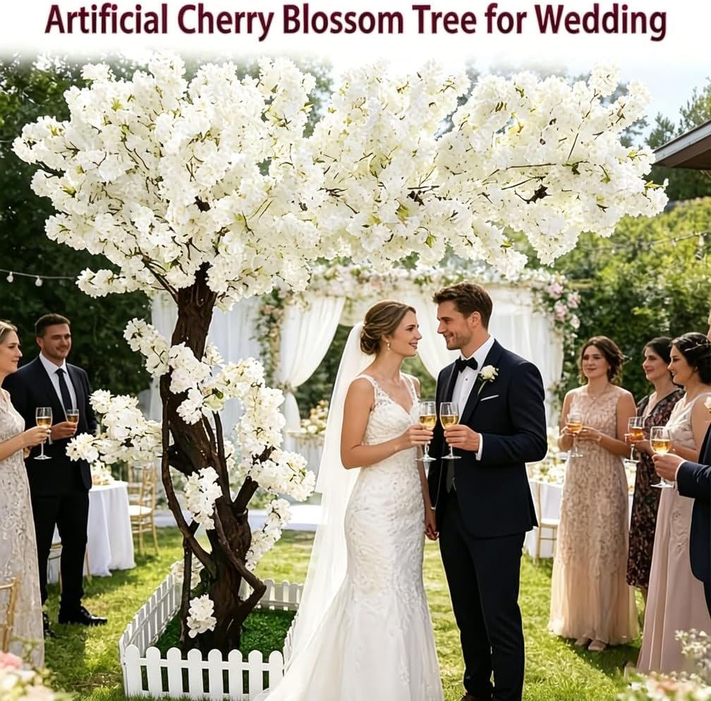 6FT Artificial Cherry Blossom Tree, Flower Trees Tall Artificial Plant, Faux Silk Plant in Pot for Home Room Porch Entryway Office Decorations Indoor Outdoor,Pink