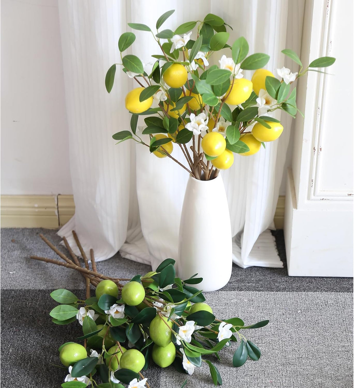 Artificial Lemon Fruit Flowers 5 Pcs Artificial Lemon Branches