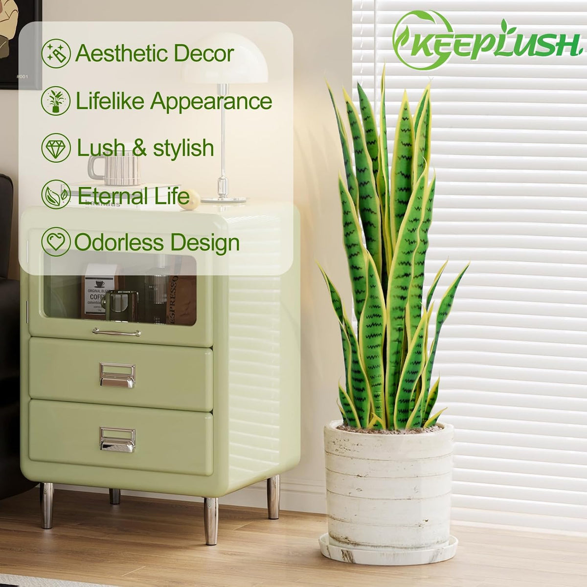4ft Artificial Snake Plant – 46in Faux Sansevieria Plants, Fake Floor Plant for Indoor Outdoor, Front Porch Patio Home Office Decor, Mother-in-Law’s Tongue, Green