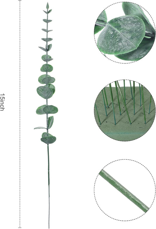 200 Pcs Faux Eucalyptus Stems Greenery Leaves Branch,Dark Green