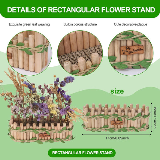 Hamster Cage Sprays Flower Foraging Holder - Natural Wood Feeding Stand, Small Pet Habitat Accessories for Hamsters Mouse Guinea Pig Dwarf Gerbils Syrian Mice (Leaf - Rectangle)