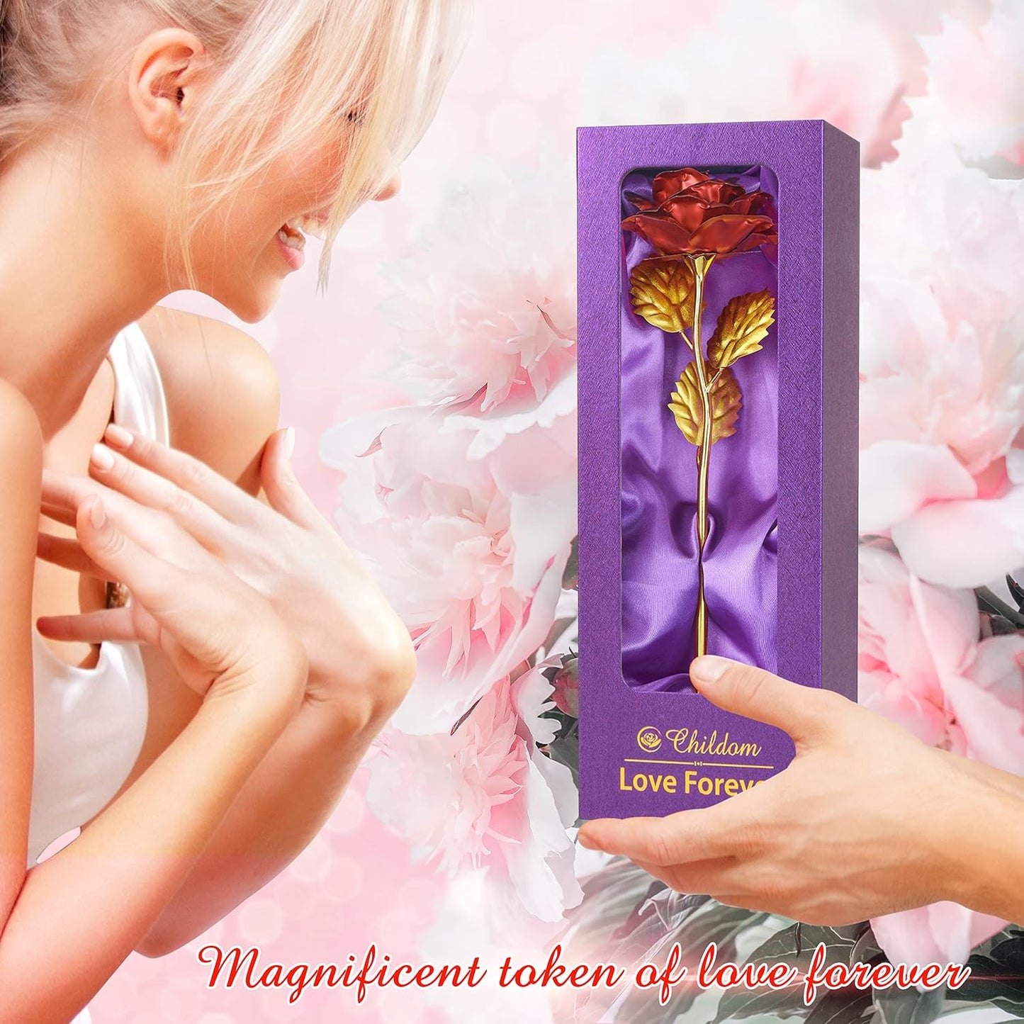 Birthday Gifts for Women Mom,Forever Rainbow Rose Flower For Delivery Prime | Christmas Rose Gifts For Women Mom,Purple Artificial Flowers Rose Gift For Women Her,Anniversary,Valentines,Stocking Stuffers