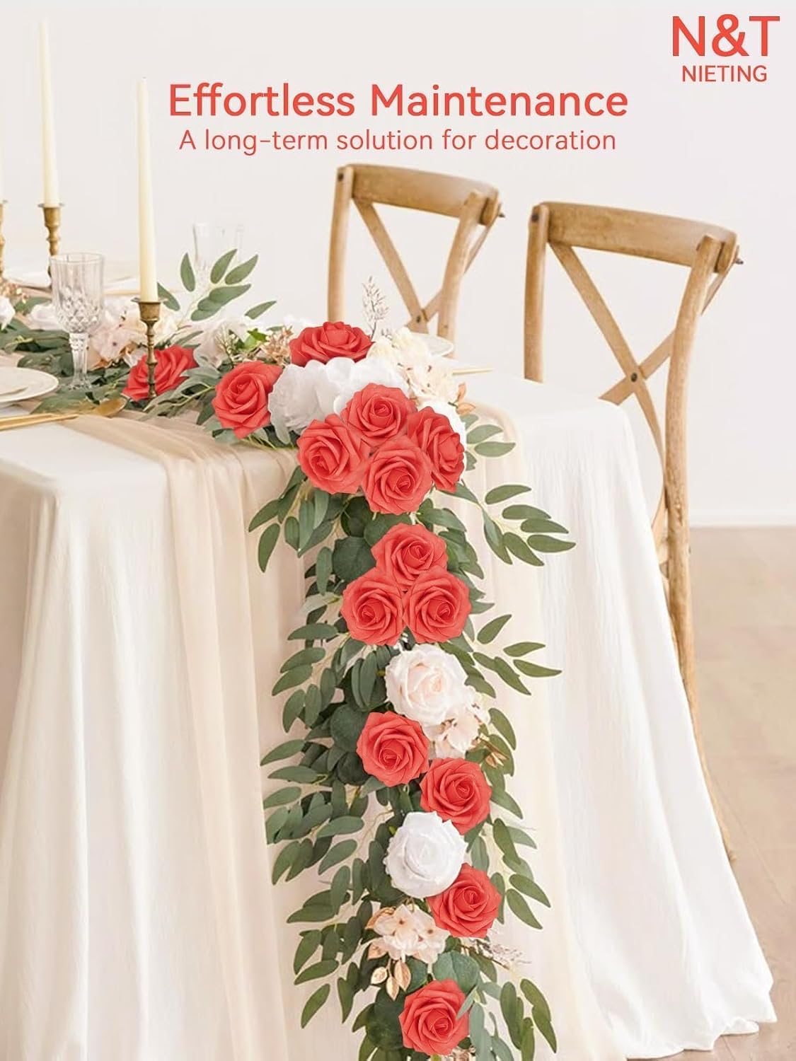 Artificial Flowers Real Touch Fake Foam Roses with Stems Decorations - Colors A