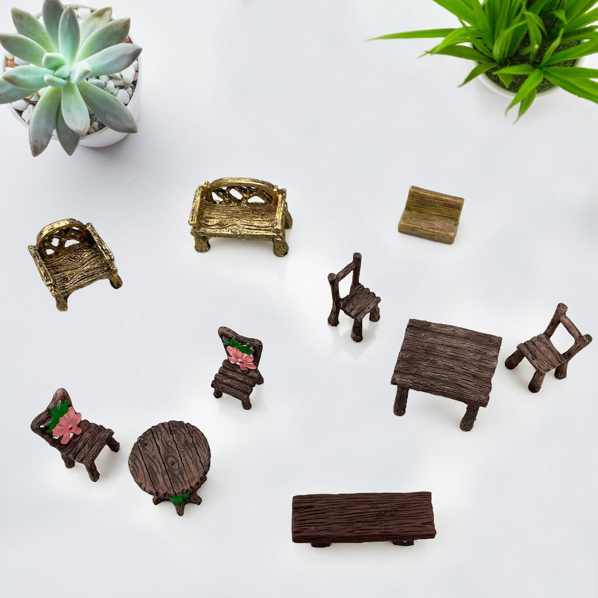 Artificial Tree Stumps and Miniature Fake Stone Rocks for Micro Landscape