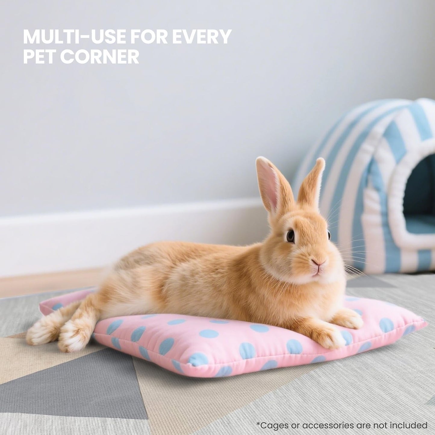 Guinea Pig Cage Liner - Washable Bunny Playpen Mat - Soft Reusable Rabbit Bedding - Non-Slip Rug for Small Animals, Kittens & Puppies (47"x31")
