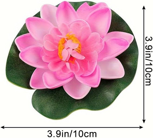 5pcs Floating Foam Lotus Flowers with Lily Pads, Artificial Pond Plants Ornaments for Pool Aquarium Water Decoration, Colorful