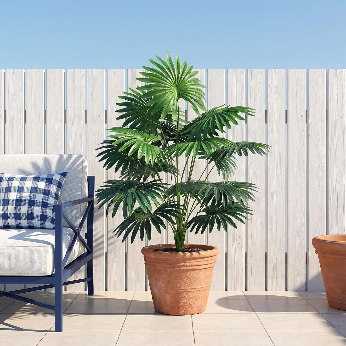 18 Leaf Large Areca Palm Artificial Plant 2 Packs UV Resistant Faux Palm Tree Leaves Tropical Greenery for Home Office Party Decor Indoor Outdoor