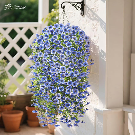 Artificial Hanging Flowers for Outdoors, 4PCS UV Resistant Artificial Outdoor Flowers, Silk Flowers for Outside Patio Porch Front Yard Window Garden Indoor Decor(Spring Color,4PCS)