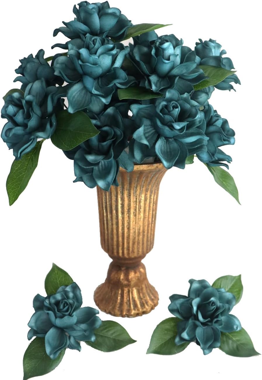 Artificial Flowers 25pcs White Gardenias with Stems for DIY Wedding Bouquets Floral Arrangement Table Centerpieces Baby Shower Party Home Decorations
