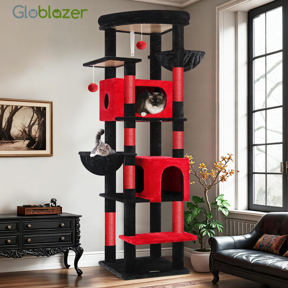74in Cactus Heavy Duty Cat Tree Tower for Indoor Large Cats, S74