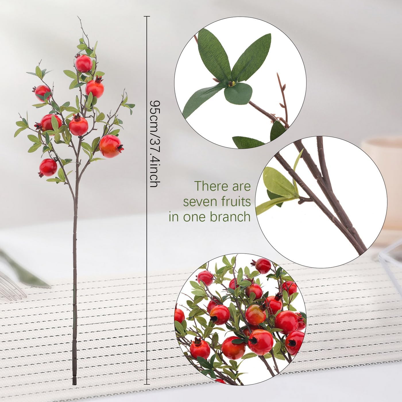 37.4 Inch Artificial Lemon Fruit Branches Fake Greenery Decoration for Home Garden Patio Flower Arrangement Photography Props 3pcs
