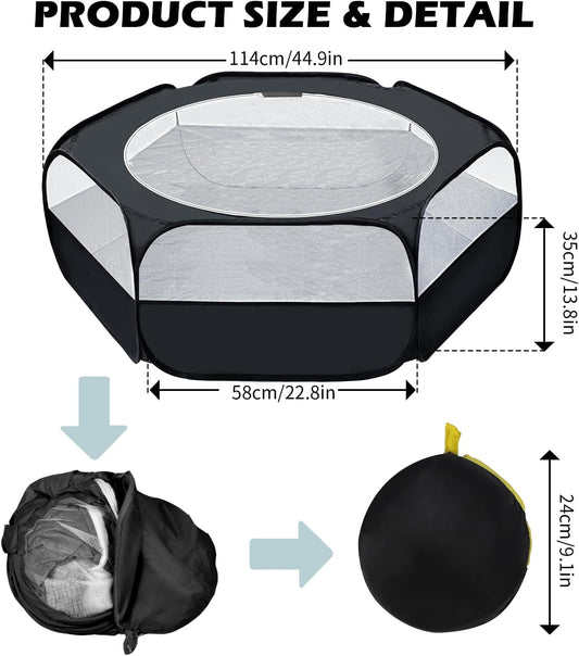 Small Animal Playpen, Waterproof Foldable Pet Playpen, Black
