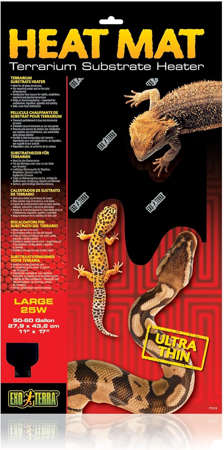 Heat Mat, 8 Watt, Small | Reptile Terrarium Substrate Heater for Safe, Even Heating, Ideal for Tropical & Temperate Reptile Environments