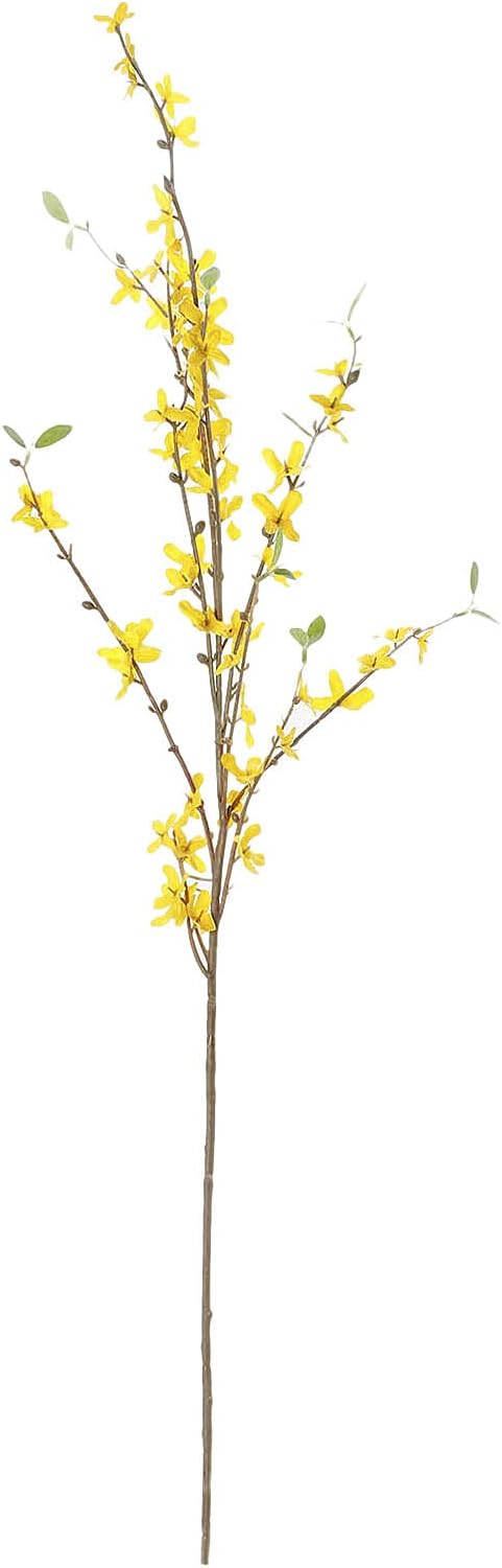 Artificial Forsythia Flower Branches 39 Inch Faux Yellow Jasmine Cherry Blossom Flowers Long Stems Silk Winter Spring Forsythia Flowers Bush for Floral Arrangement Wedding Home Decor