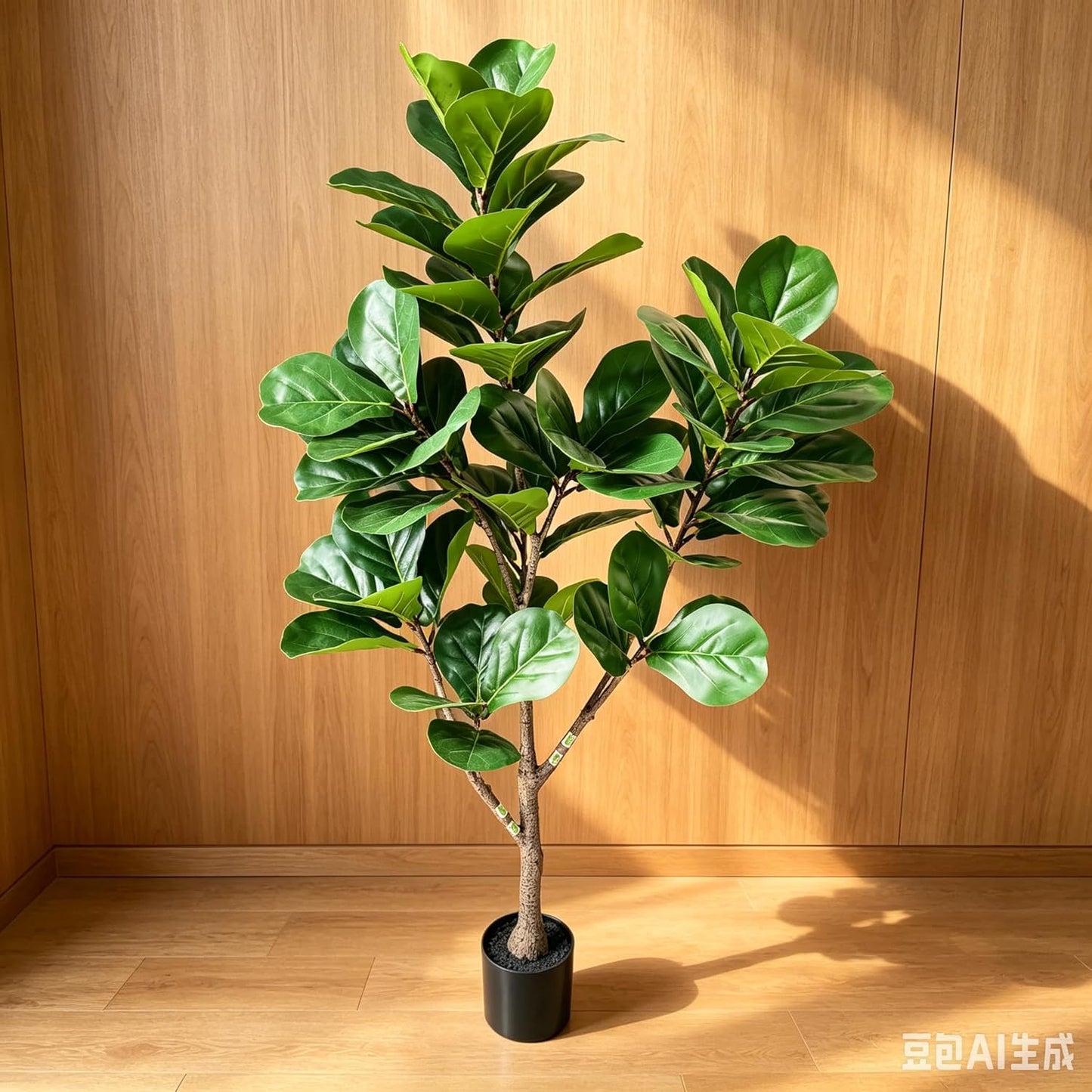 5ft Artificial Fiddle Leaf Fig Tree,Lifelike Indoor Faux Plant with Adjustable Branches,Easy Assembly,and Low Maintenance for Home and Office Decor
