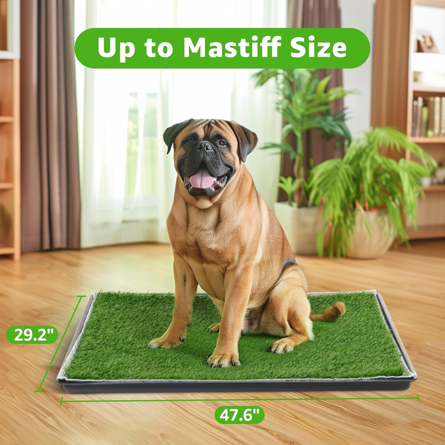 Dog Grass Large Potty Patch, Dog Litter Boxes Artificial Grass Bathroom Turf for Pet Training, Washable Puppy Pee Pad, Perfect Indoor/Outdoor Portable Potty Pet Loo (Tray system-35"X22.6")