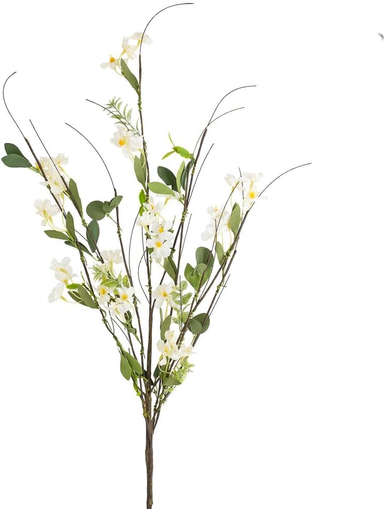 Artificial Yellow Blossom Twig Stem - Fake Forsythia Tree Branch for Flower Arrangements and Decorating (39 Inches High)