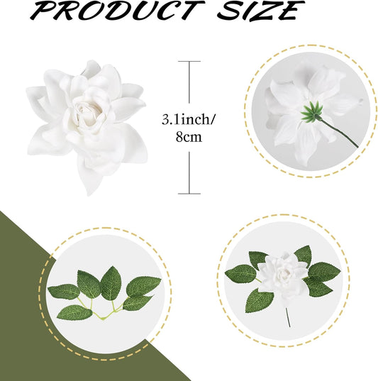 25PCS Gardenia Flowers Artificial 3.15’’ Foam Fake Rose Heads White Faux Gardenia Flowers with Stems for Wedding Bouquet Bridal Shower Party Home Floral Arrangements(White)