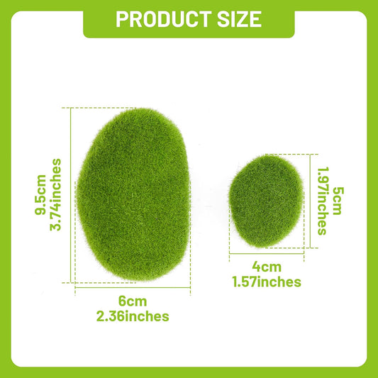 20 PCS Artificial Moss Rocks, 2 Sizes Faux Green Moss Covered Stones, Decorative Moss Rocks for Fairy Gardens, Terrariums, Floral Arrangements, Potted Plants & Crafts