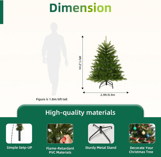 7FT Unlit Christmas Tree Green, Dunhill Fir Artificial Tree with 2144 PVC Branch Tips, Realistic Full Shape, Foldable Metal Stand for Indoor Home, Office & Holiday Decoration
