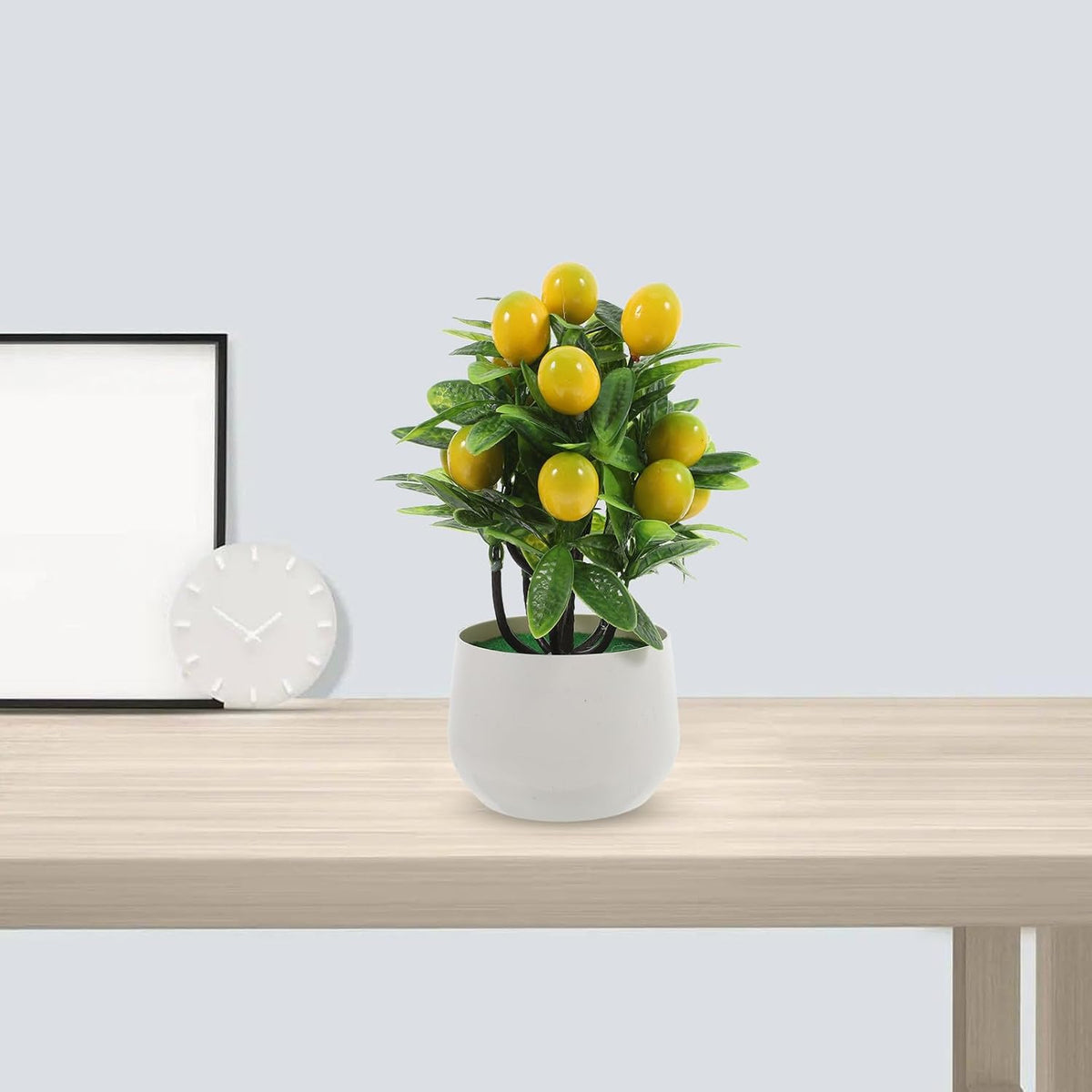Small Artificial Pomegranate Tree with Pot, Realistic Faux Fruit Plant for Kitchen or Desk Decor, Maintenance-Free Lifelike Faux Potted Bonsai Made of Abs, PVC, and Foam