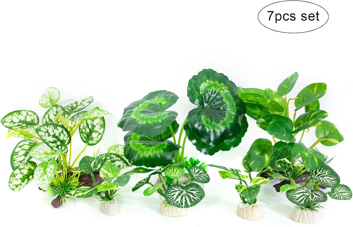 5Pack Tall Aquarium Plants - Reptile Habitat Plants Realistic Silk Fake Betta Fish Tank Decor for Terrarium Aquascaping