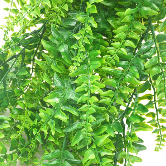 2pack Artificial Fake Hanging Ferns Plants Vine Fake Ivy Boston Fern Hanging Plant Outdoor UV Resistant Plastic Plants (Green)