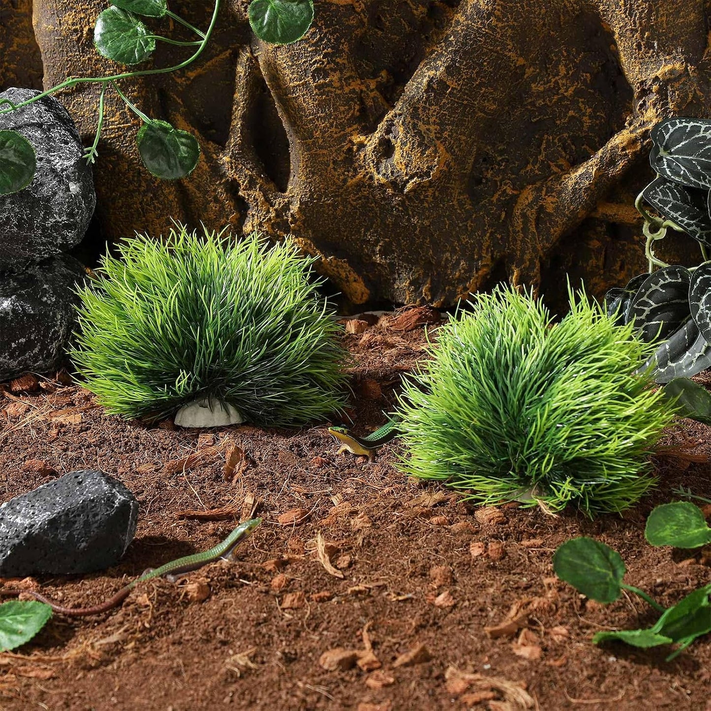 2pcs Artificial Aquarium Plants Decor Green Grass Plastic Hideout Waterscape Ornament Fish Tank Accessories for Turtle Betta Hides - Large