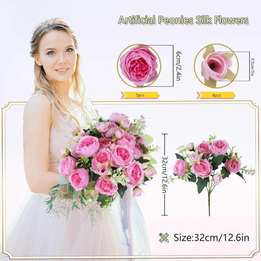 8 Bundles Peonies Artificial Flowers Silk Peonies Faux Flowers Fake Peonies Artificial Flowers Peonies Bouquet for Table Centerpieces Decoration Wedding Decor Home Party Decor (Multicolor)